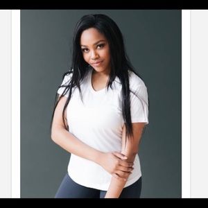 ZYIA Active White Classic V Neck T